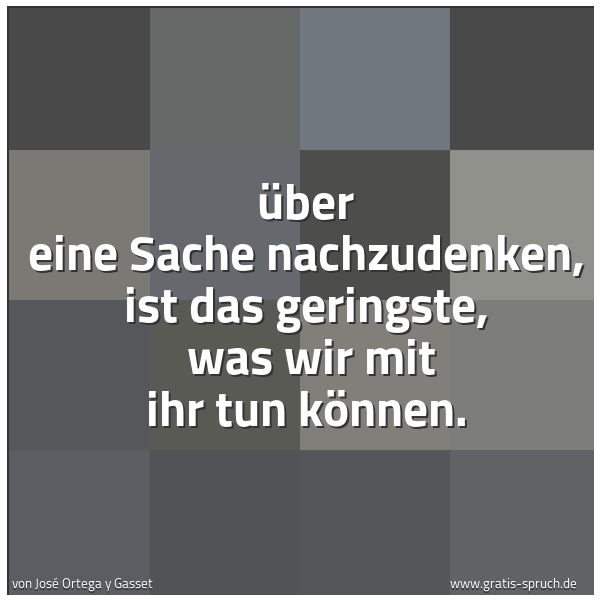 Spruchbild mit dem Text 'Über eine Sache nachzudenken, ist das geringste, 
was wir mit ihr tun können.'