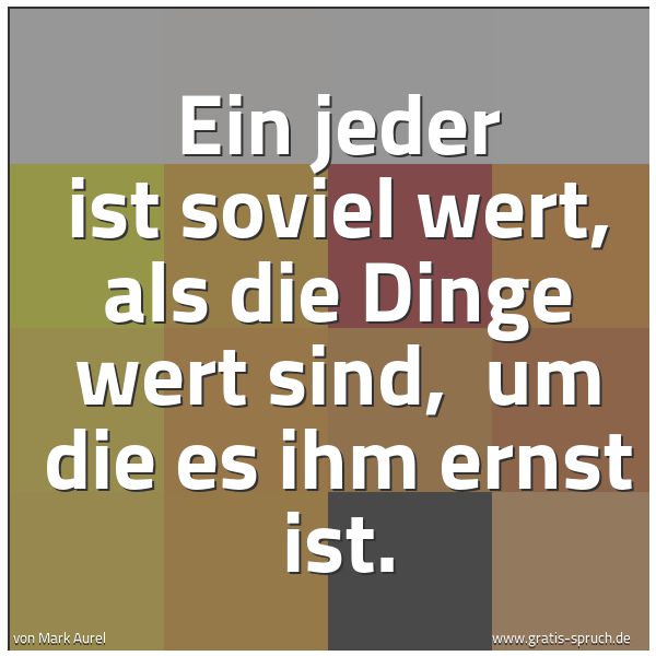 Spruchbild mit dem Text 'Ein jeder ist soviel wert, als die Dinge wert sind, 
um die es ihm ernst ist.'