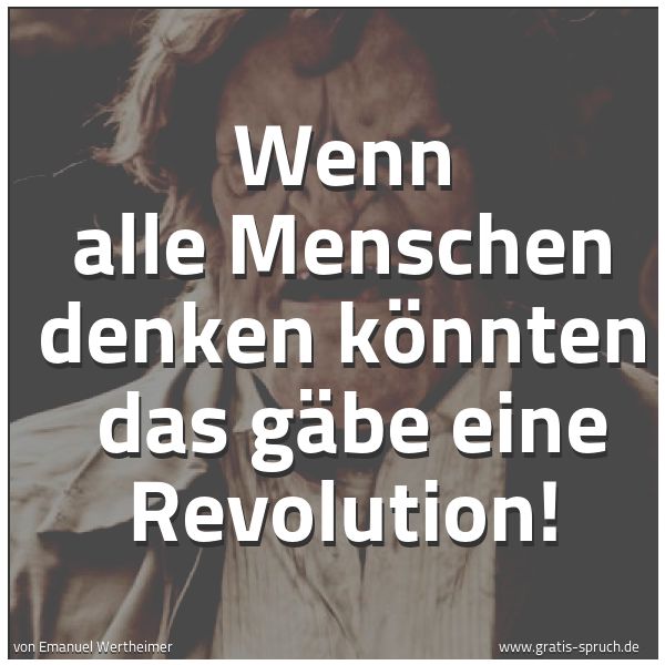Spruchbild mit dem Text 'Wenn alle Menschen denken könnten 
das gäbe eine Revolution!'