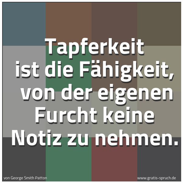 Spruchbild mit dem Text 'Tapferkeit ist die Fähigkeit, 
von der eigenen Furcht keine Notiz zu nehmen.'