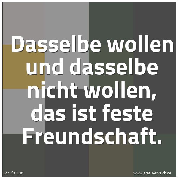 Spruchbild mit dem Text 'Dasselbe wollen und dasselbe nicht wollen,
das ist feste Freundschaft.'