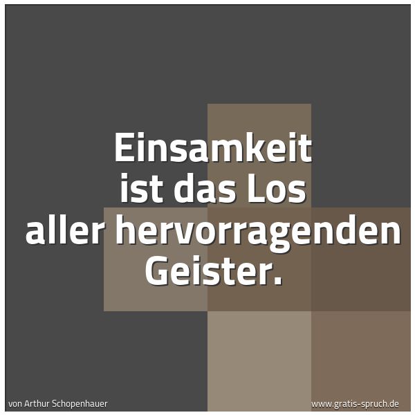 Spruchbild mit dem Text 'Einsamkeit ist das Los aller hervorragenden Geister.
 '