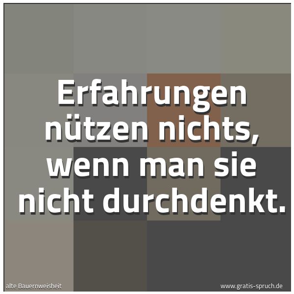 Spruchbild mit dem Text 'Erfahrungen nützen nichts,
wenn man sie nicht durchdenkt.'