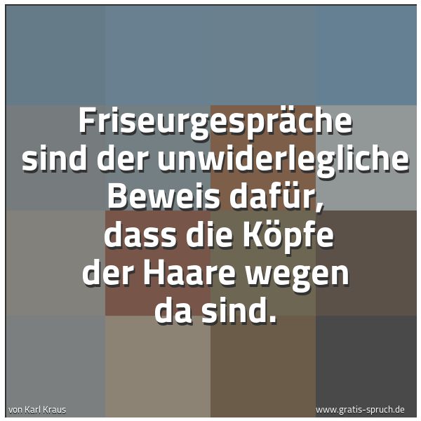 Spruchbild mit dem Text 'Friseurgespräche sind der unwiderlegliche Beweis dafür, 
dass die Köpfe der Haare wegen da sind.'