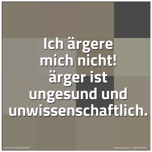 Spruchbild mit dem Text 'Ich ärgere mich nicht!
Ärger ist ungesund und unwissenschaftlich.'