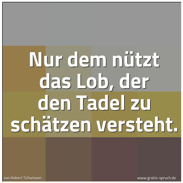 Spruchbild mit dem Text 'Nur dem nützt das Lob,
der den Tadel zu schätzen versteht.'