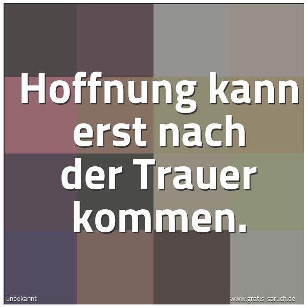 Spruchbild mit dem Text 'Hoffnung kann erst nach der Trauer kommen.'
