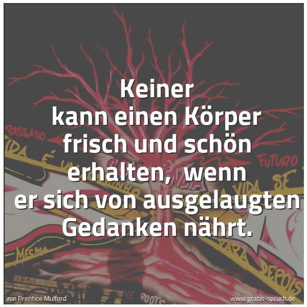 Spruchbild mit dem Text 'Keiner kann einen Körper frisch und schön erhalten, 
wenn er sich von ausgelaugten Gedanken nährt.'