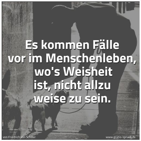 Spruchbild mit dem Text 'Es kommen Fälle vor im Menschenleben, 
wo's Weisheit ist, nicht allzu weise zu sein.'