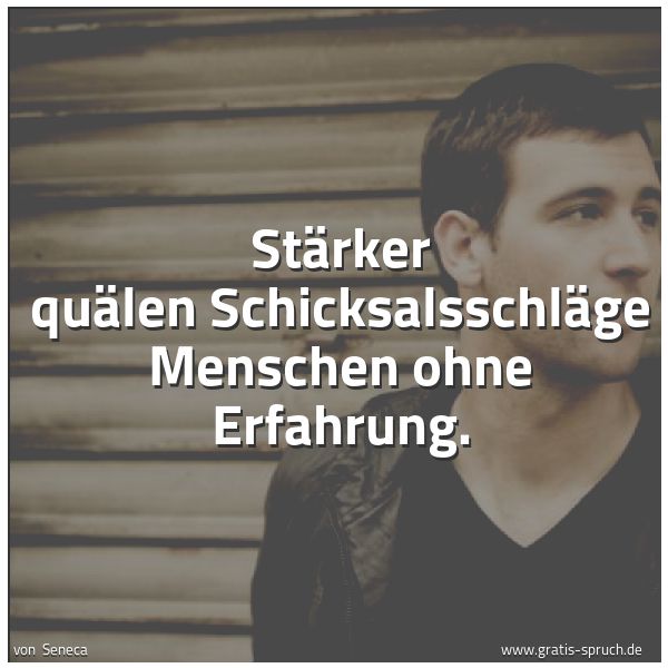 Spruchbild mit dem Text 'Stärker quälen Schicksalsschläge Menschen ohne Erfahrung.'