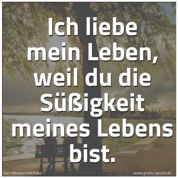Spruchbild mit dem Text 'Ich liebe mein Leben,
weil du die Süßigkeit meines Lebens bist.
 

'