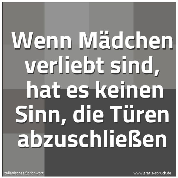 Spruchbild mit dem Text 'Wenn Mädchen verliebt sind, 
hat es keinen Sinn, die Türen abzuschließen'