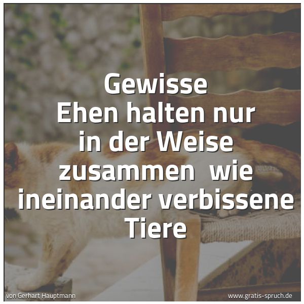 Spruchbild mit dem Text 'Gewisse Ehen halten nur in der Weise zusammen 
wie ineinander verbissene Tiere'