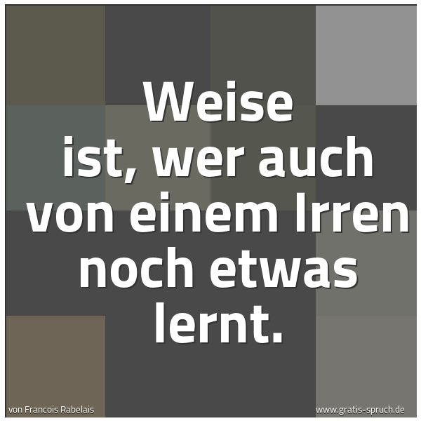 Spruchbild mit dem Text 'Weise ist, wer auch von einem Irren noch etwas lernt.'