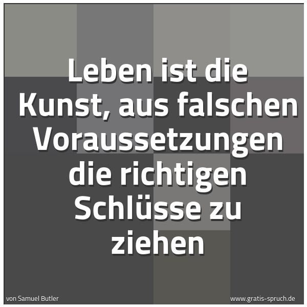 Spruchbild mit dem Text 'Leben ist die Kunst,
aus falschen Voraussetzungen
die richtigen Schlüsse zu ziehen'