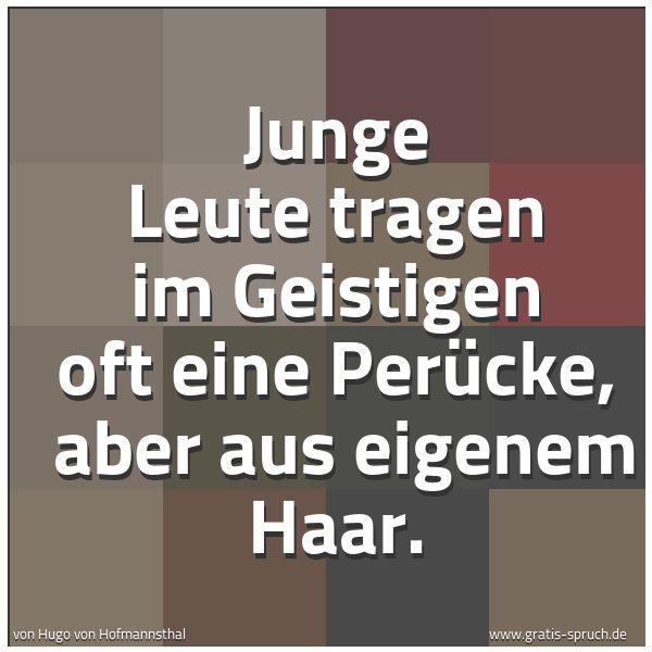 Spruchbild mit dem Text 'Junge Leute tragen im Geistigen oft eine Perücke, 
aber aus eigenem Haar.'