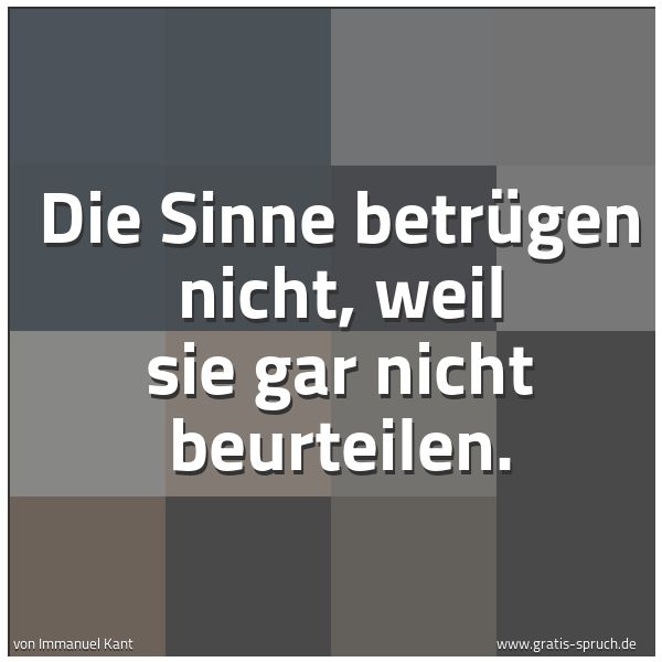 Spruchbild mit dem Text 'Die Sinne betrügen nicht, weil sie gar nicht beurteilen.
'