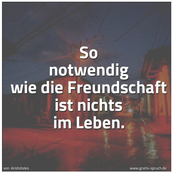 Spruchbild mit dem Text 'So notwendig wie die Freundschaft ist nichts im Leben.'
