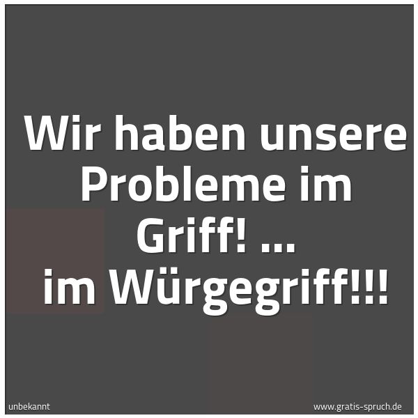 Spruchbild mit dem Text 'Wir haben unsere Probleme im Griff!
... im Würgegriff!!!'