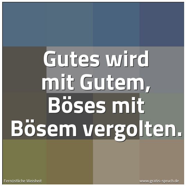 Spruchbild mit dem Text 'Gutes wird mit Gutem,
Böses mit Bösem vergolten.'