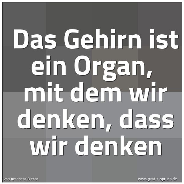 Spruchbild mit dem Text ' Das Gehirn ist ein Organ, 
mit dem wir denken, dass wir denken'