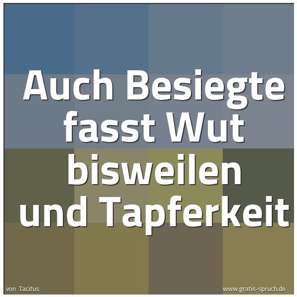 Spruchbild mit dem Text 'Auch Besiegte fasst Wut bisweilen und Tapferkeit'