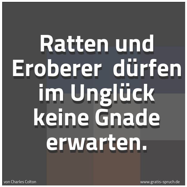 Spruchbild mit dem Text 'Ratten und Eroberer 
dürfen im Unglück keine Gnade erwarten.'