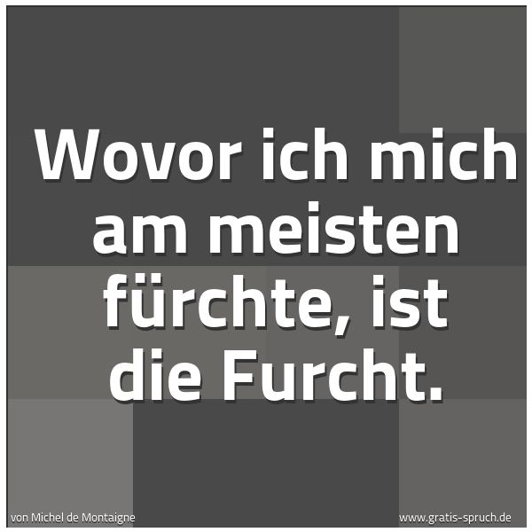 Spruchbild mit dem Text 'Wovor ich mich am meisten fürchte, ist die Furcht.'