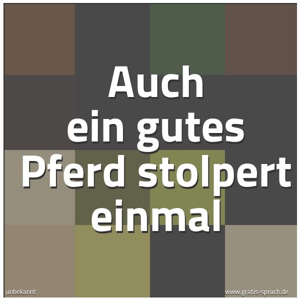 Spruchbild mit dem Text 'Auch ein gutes Pferd stolpert einmal'