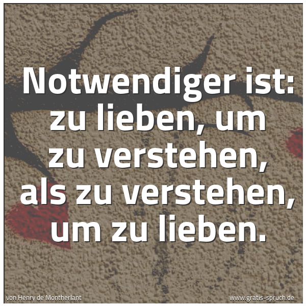 Spruchbild mit dem Text 'Notwendiger ist: zu lieben,
um zu verstehen,
als zu verstehen,
um zu lieben.'