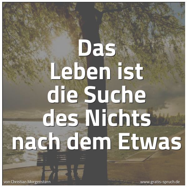 Spruchbild mit dem Text 'Das Leben
ist die Suche des Nichts
nach dem Etwas'