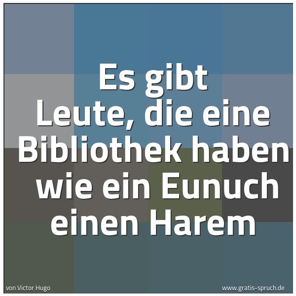 Spruchbild mit dem Text 'Es gibt Leute, die eine Bibliothek haben 
wie ein Eunuch einen Harem'
