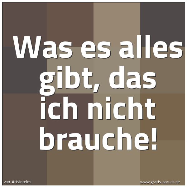 Spruchbild mit dem Text 'Was es alles gibt, das ich nicht brauche!'