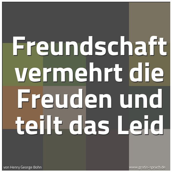 Spruchbild mit dem Text 'Freundschaft vermehrt die Freuden und teilt das Leid
'