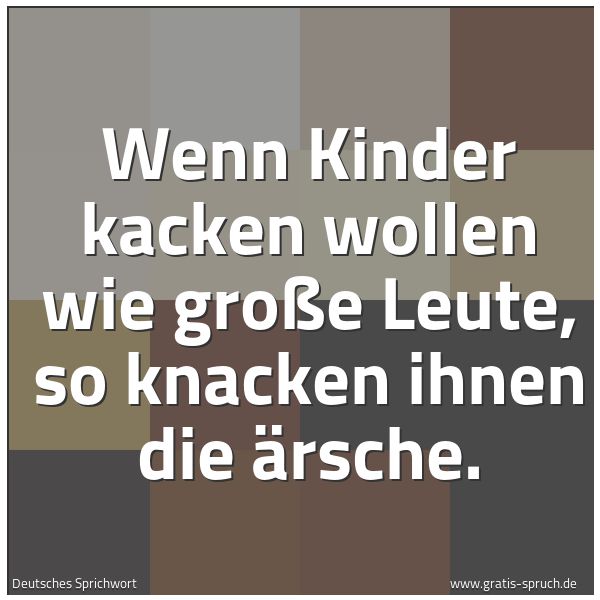 Spruchbild mit dem Text 'Wenn Kinder kacken wollen wie große Leute,
so knacken ihnen die Ärsche.'