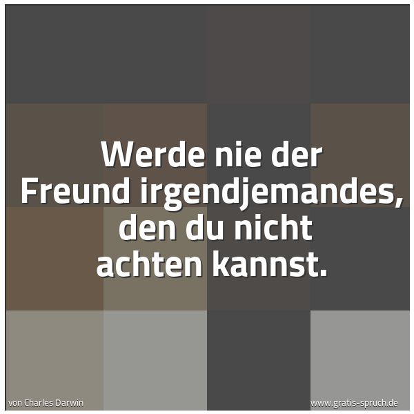 Spruchbild mit dem Text 'Werde nie der Freund irgendjemandes, 
den du nicht achten kannst.'