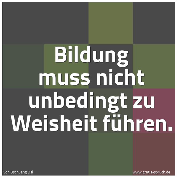 Spruchbild mit dem Text 'Bildung muss nicht unbedingt zu Weisheit führen. '