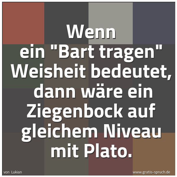 Spruchbild mit dem Text 'Wenn ein 'Bart tragen' Weisheit bedeutet, 
dann wäre ein Ziegenbock auf gleichem Niveau mit Plato.'
