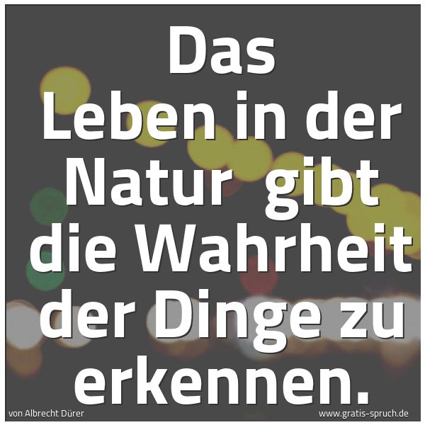 Spruchbild mit dem Text 'Das Leben in der Natur 
gibt die Wahrheit der Dinge zu erkennen.
 '