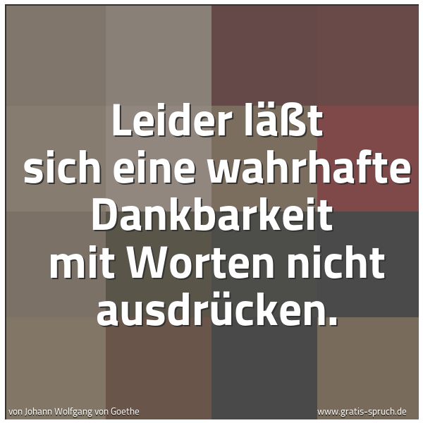 Spruchbild mit dem Text 'Leider läßt sich eine wahrhafte Dankbarkeit 
mit Worten nicht ausdrücken.'