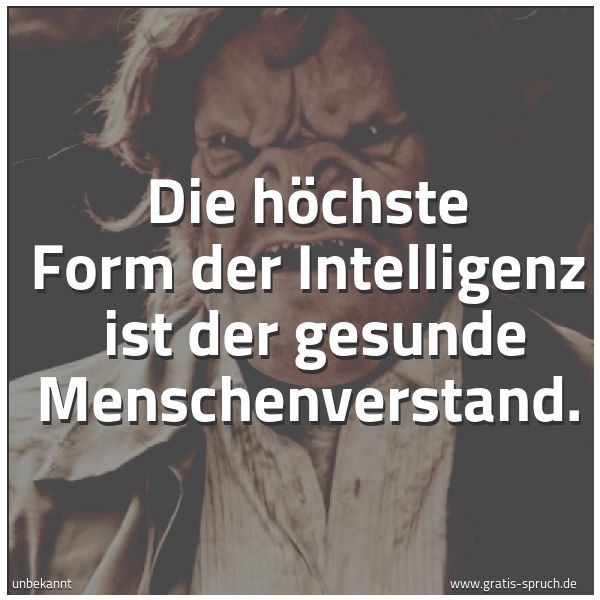 Spruchbild mit dem Text 'Die höchste Form der Intelligenz 
ist der gesunde Menschenverstand.'