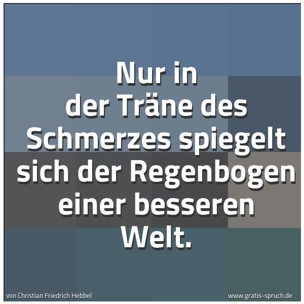 Spruchbild mit dem Text 'Nur in der Träne des Schmerzes spiegelt
sich der Regenbogen einer besseren Welt.'
