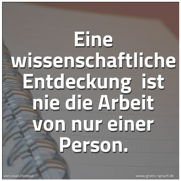 Spruchbild mit dem Text 'Eine wissenschaftliche Entdeckung 
ist nie die Arbeit von nur einer Person.'