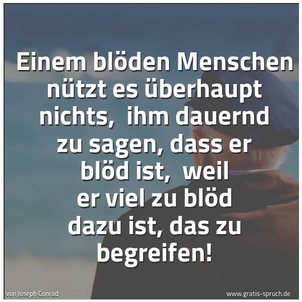 Spruchbild mit dem Text 'Einem blöden Menschen nützt es überhaupt nichts, 
ihm dauernd zu sagen, dass er blöd ist, 
weil er viel zu blöd dazu ist, das zu begreifen! '