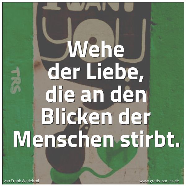 Spruchbild mit dem Text 'Wehe der Liebe, die an den Blicken der Menschen stirbt.'