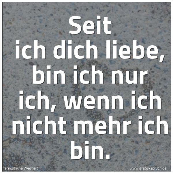 Spruchbild mit dem Text 'Seit ich dich liebe,
bin ich nur ich, wenn ich nicht mehr ich bin.'