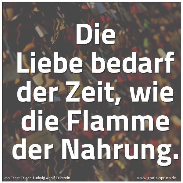 Spruchbild mit dem Text 'Die Liebe bedarf der Zeit,
wie die Flamme der Nahrung.
'