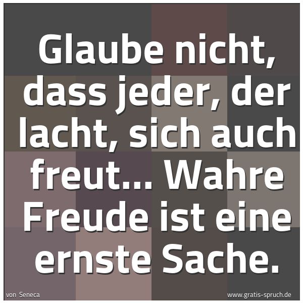Spruchbild mit dem Text 'Glaube nicht, dass jeder, der lacht, sich auch freut...
Wahre Freude ist eine ernste Sache.'
