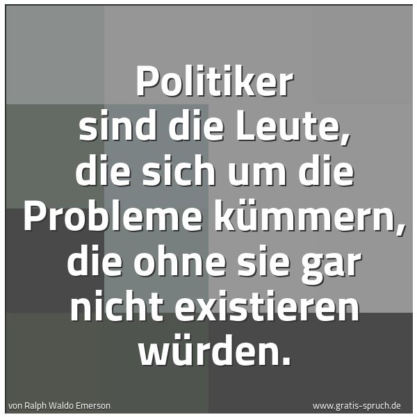 Spruchbild mit dem Text 'Politiker sind die Leute, die sich um die Probleme kümmern, die ohne sie gar nicht existieren würden.'