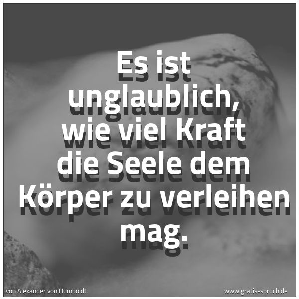 Spruchbild mit dem Text 'Es ist unglaublich,
wie viel Kraft die Seele dem Körper
zu verleihen mag.'
